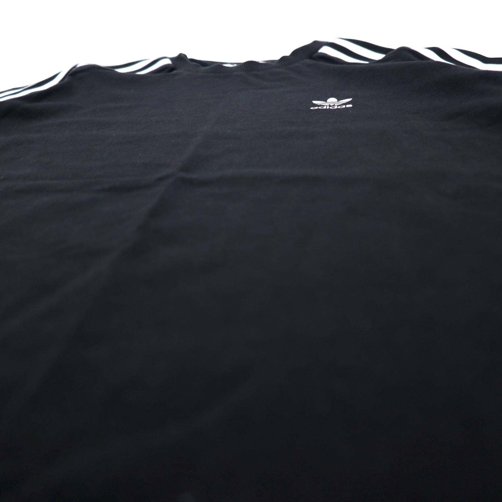 T-shirt adidas Originals Trefoil nera in cotone con 3 strisce, taglia XOT