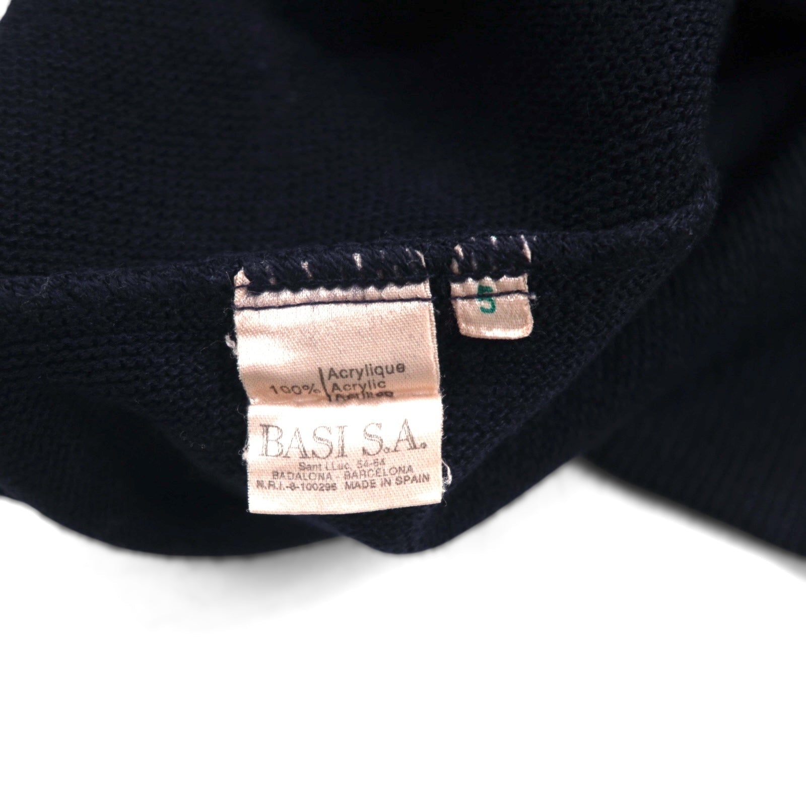 LACOSTE anni '80 Made in Spain Maglione in acrilico scollo a V L blu marino