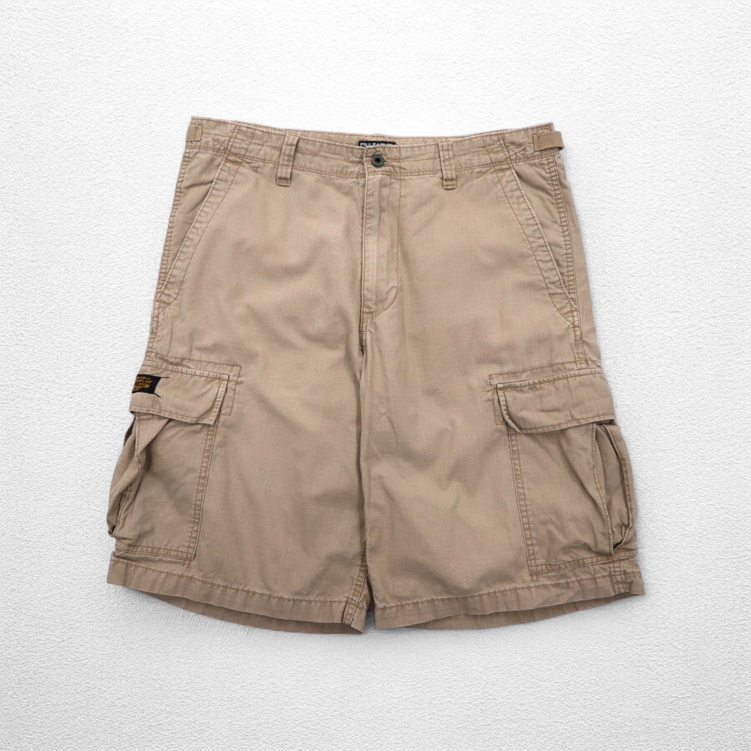 POLO JEANS CO. RALPH LAUREN Pantaloncini Cargo Corti Ripstop anni '90 L Cachi Cotone
