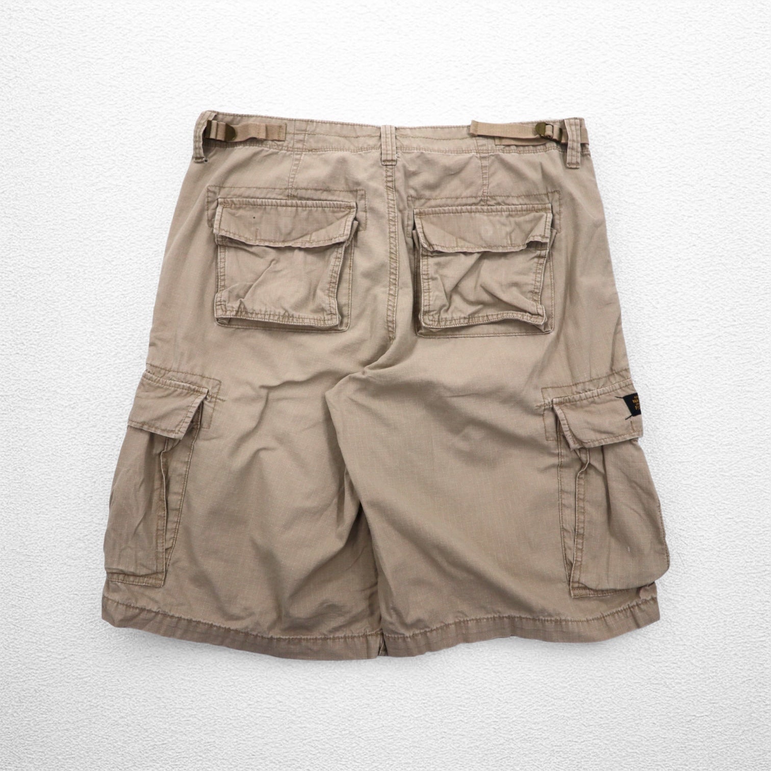 POLO JEANS CO. RALPH LAUREN Pantaloncini Cargo Corti Ripstop anni '90 L Cachi Cotone