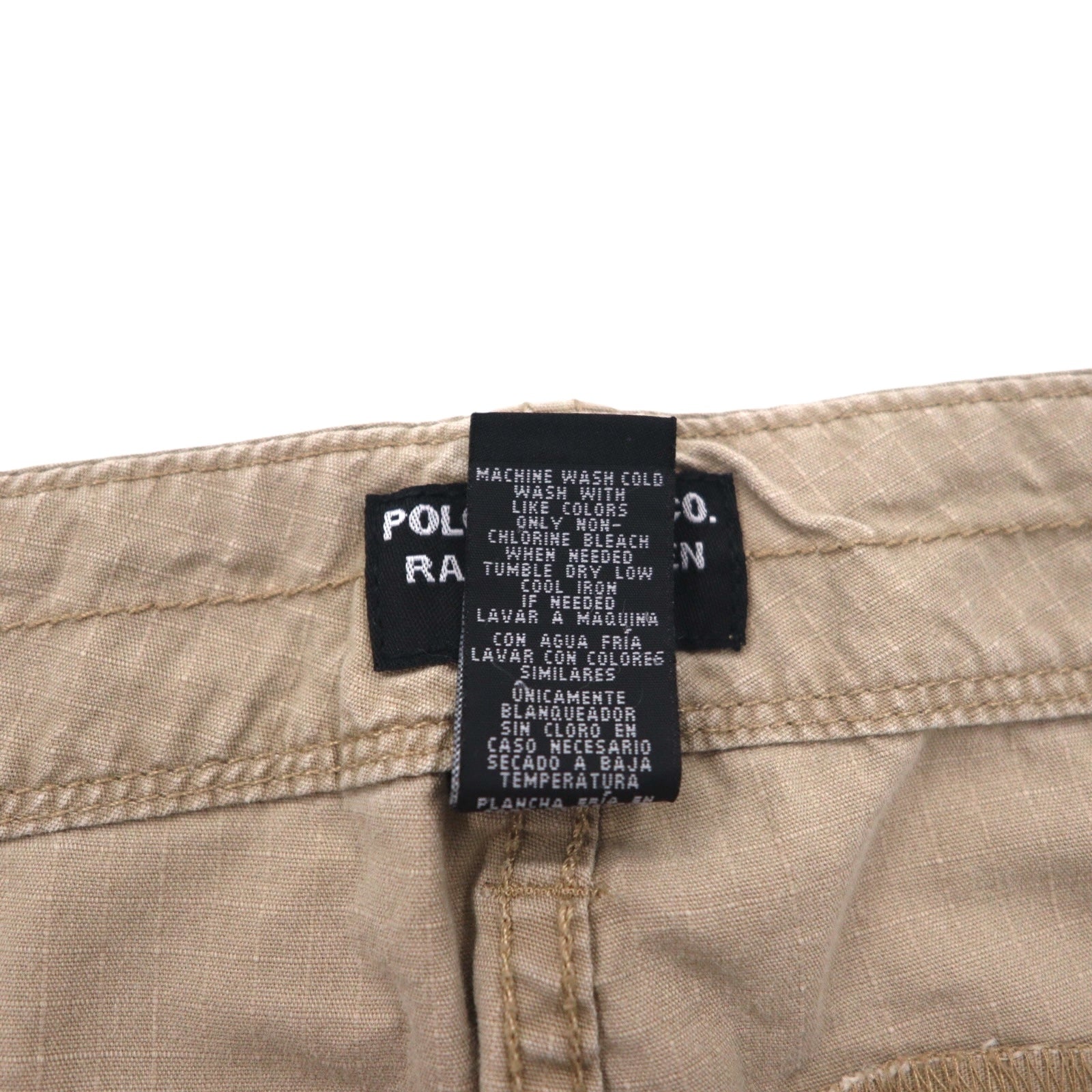 POLO JEANS CO. RALPH LAUREN Pantaloncini Cargo Corti Ripstop anni '90 L Cachi Cotone