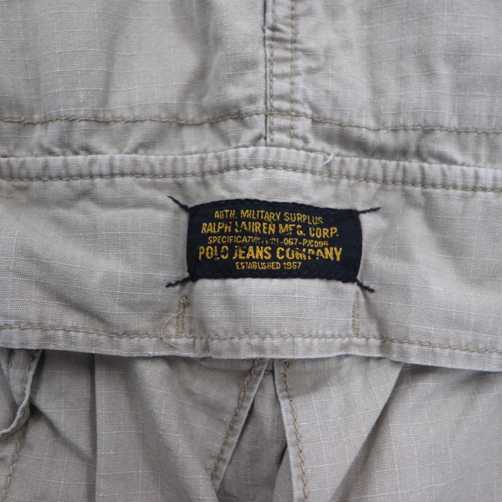 POLO JEANS CO. RALPH LAUREN Pantaloncini Cargo Corti Ripstop anni '90 L Cachi Cotone