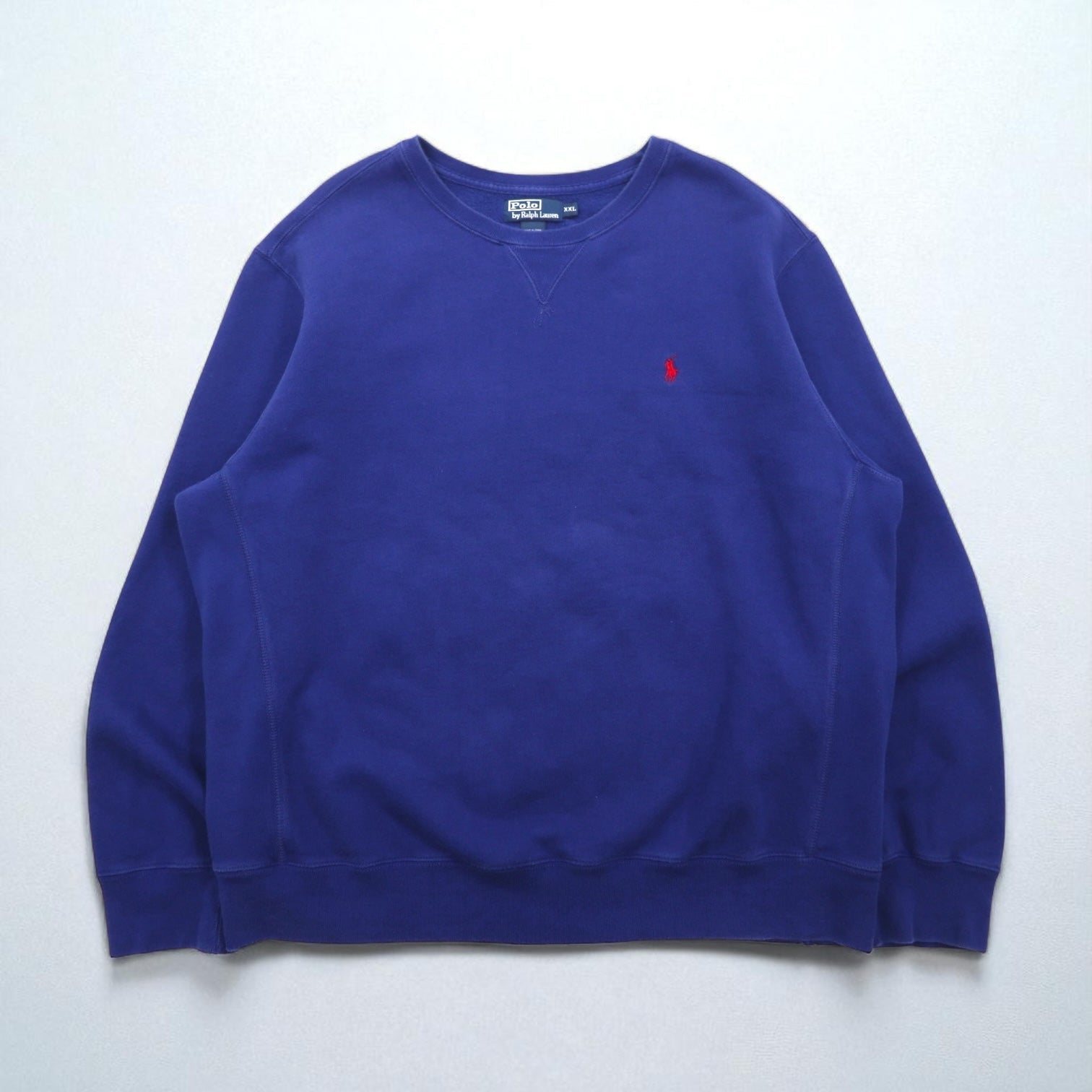 Ralph Lauren anni '90 felpa Reverse Weave XL blu con ricamo piccolo pony taglia oversize