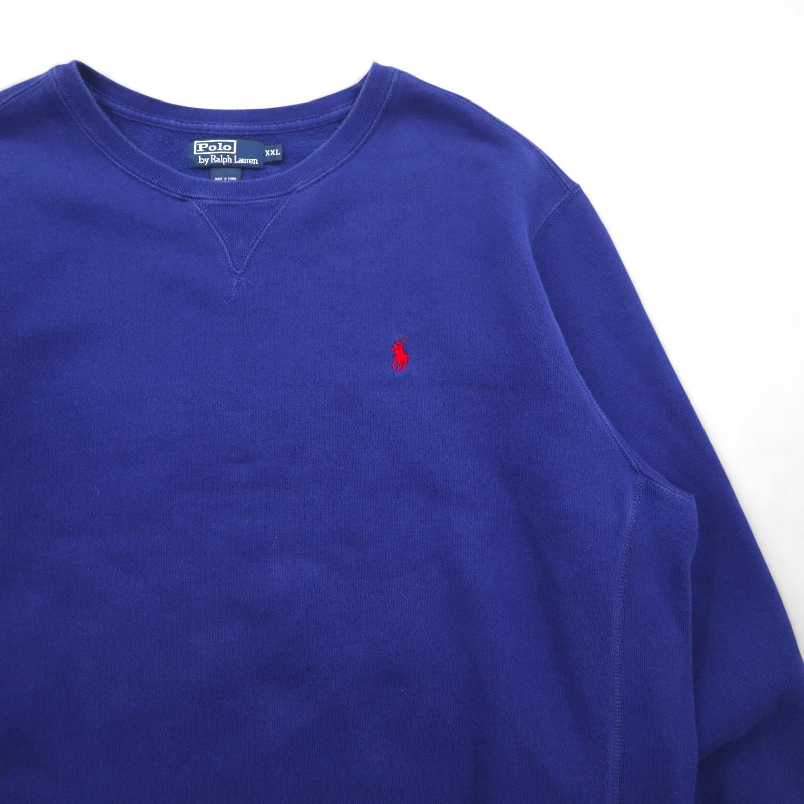 Ralph Lauren anni '90 felpa Reverse Weave XL blu con ricamo piccolo pony taglia oversize