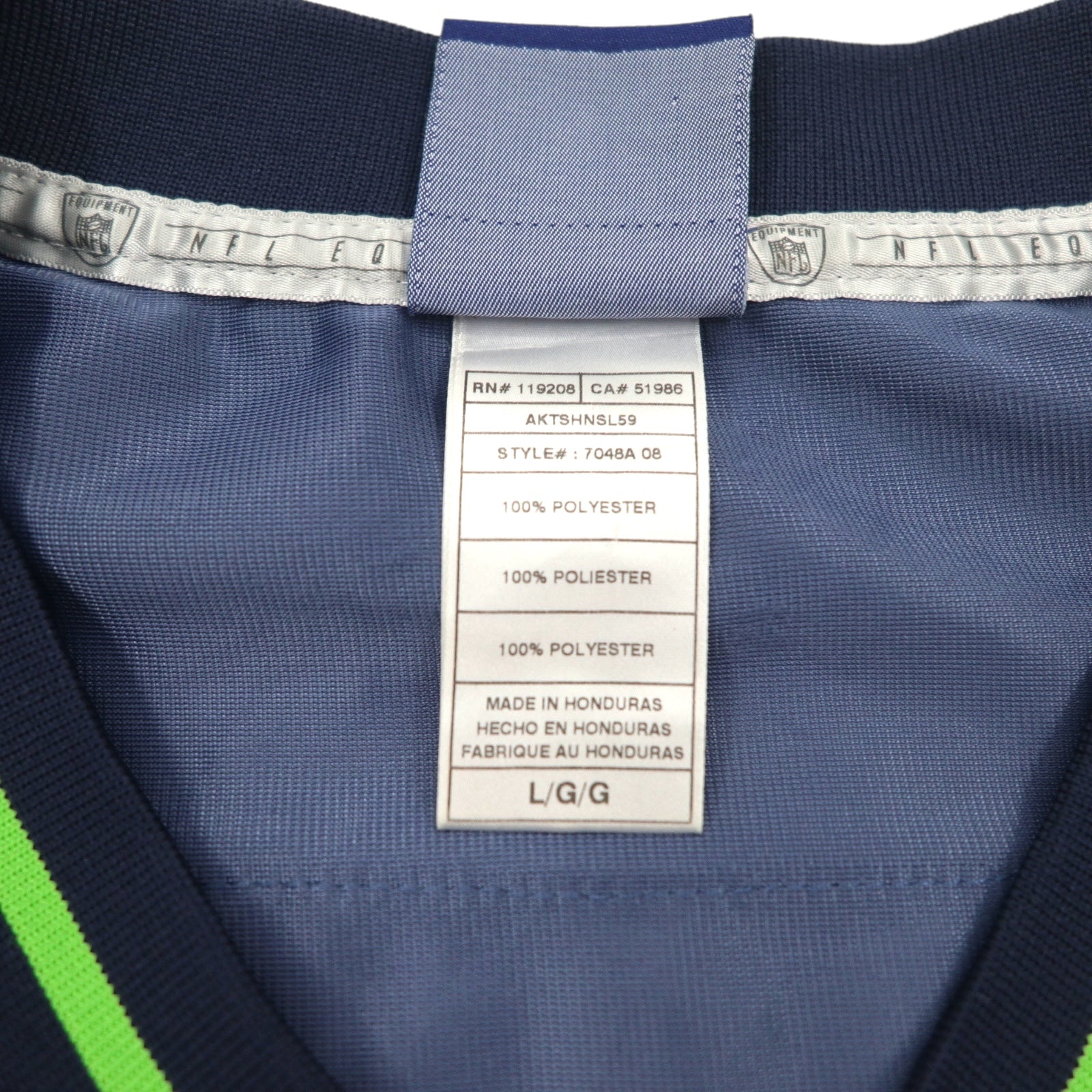 REEBOK Maglia da gioco L Blu navy Poliestere Numerata NFL SEATTLE SEAHAWKS Uniforme da football