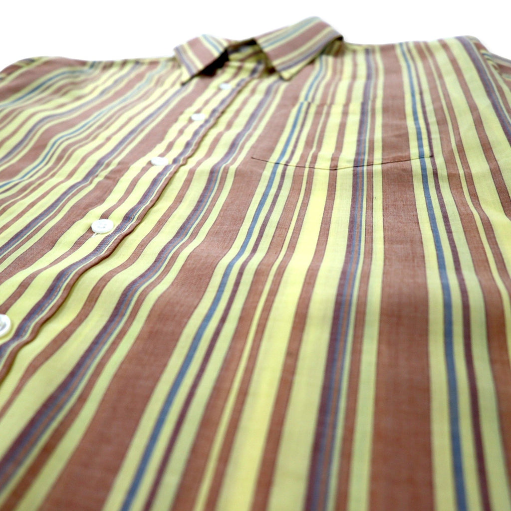 Sears 70年代 KINGS ROAD ドレスシャツ L イエロー ストライプ ポリエステル コットン PERMA-PREST