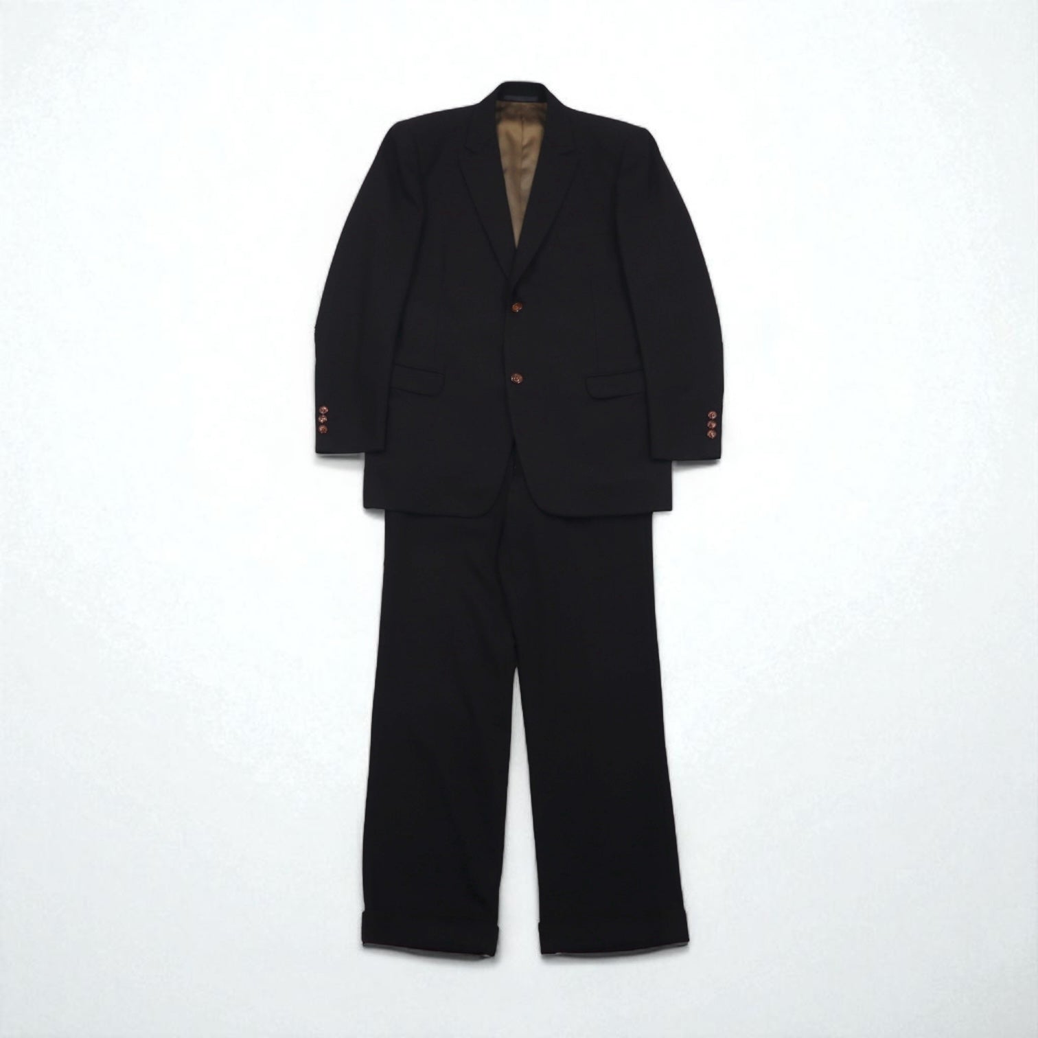 80s Japan Vintage 2-Piece Suits Ando Anni '80, Made in Japan, Completo abito (giacca e pantalone) L, Marrone, Lana