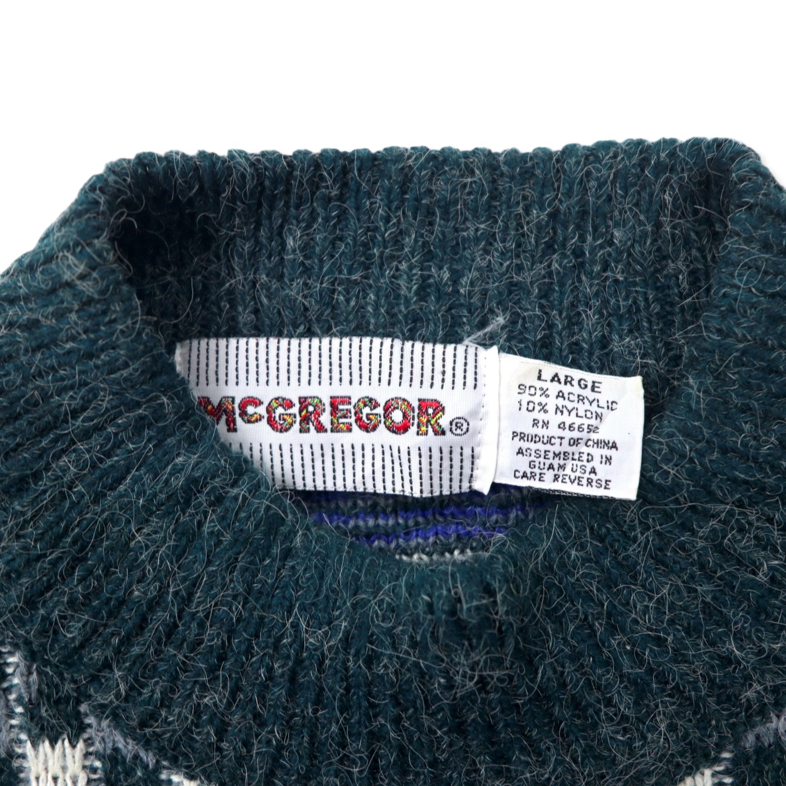 McGREGOR anni '80 maglione a collo alto in maglia grossa L grigio acrilico fantasia
