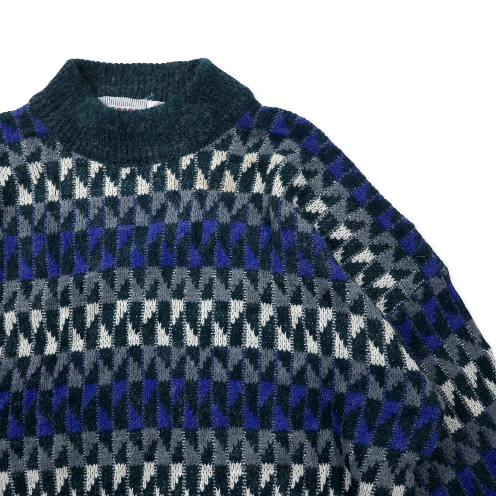 McGREGOR anni '80 maglione a collo alto in maglia grossa L grigio acrilico fantasia