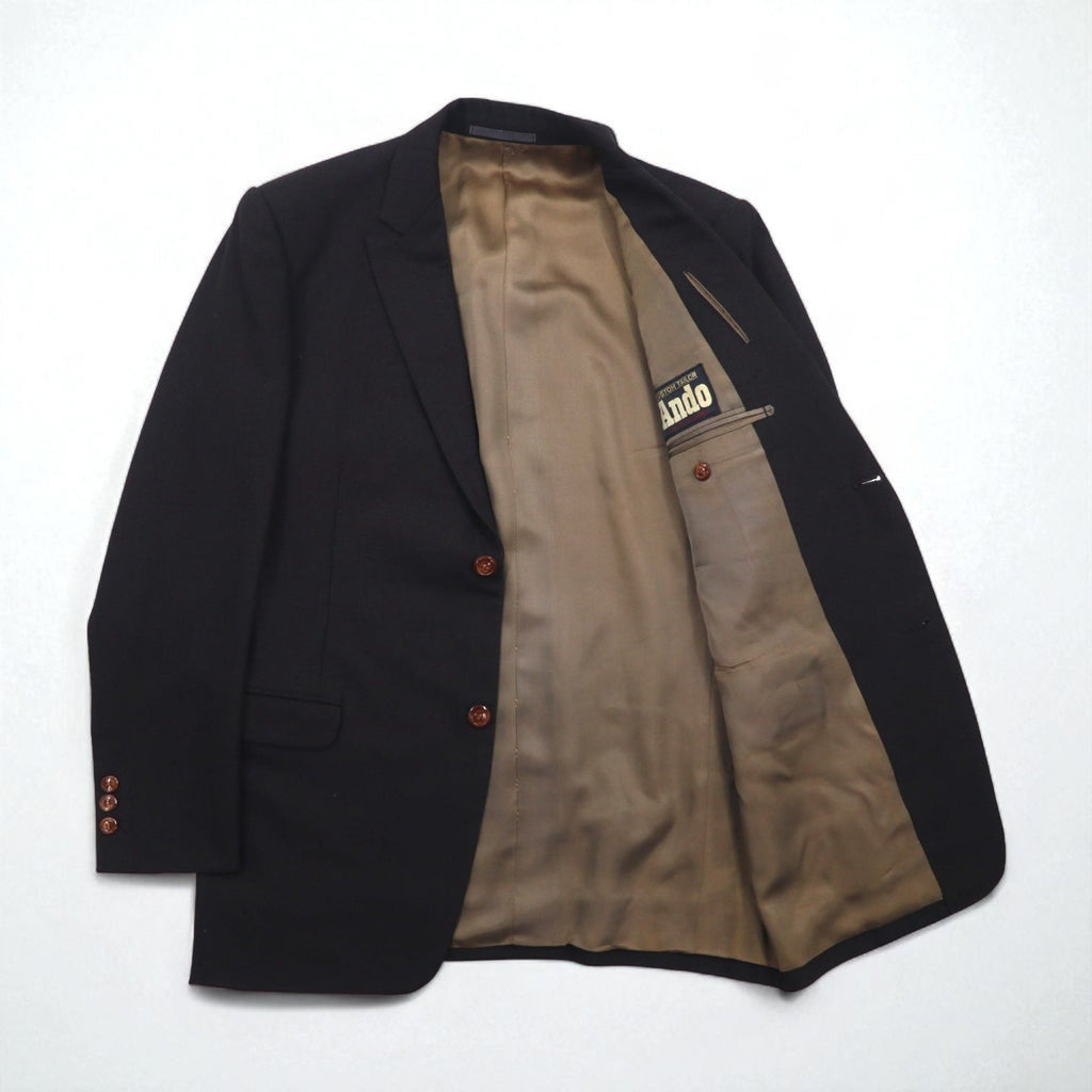 80s Japan Vintage 2-Piece Suits Ando Anni '80, Made in Japan, Completo abito (giacca e pantalone) L, Marrone, Lana