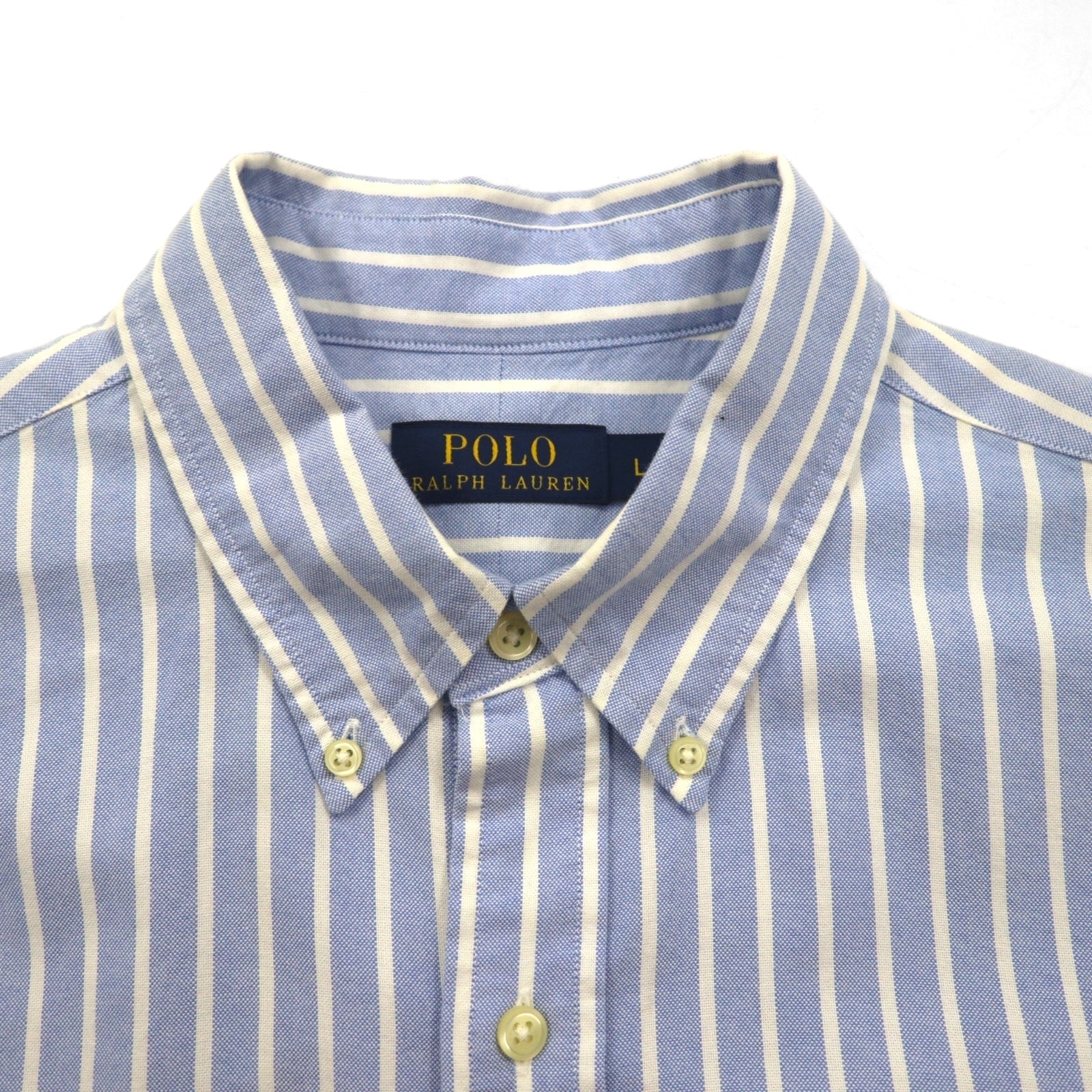 Ralph Lauren オックスフォード ボタンダウン シャツ L ブルー ストライプ スモールポニー刺繡