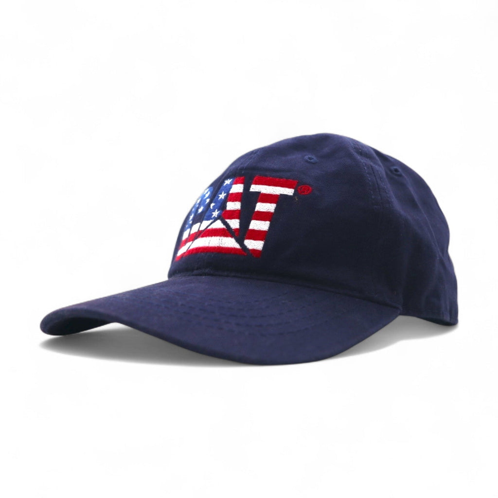 CAT Azienda americana Berretto a 6 pannelli TAGLIA UNICA Cinturino blu navy Cotone Bandiera americana
