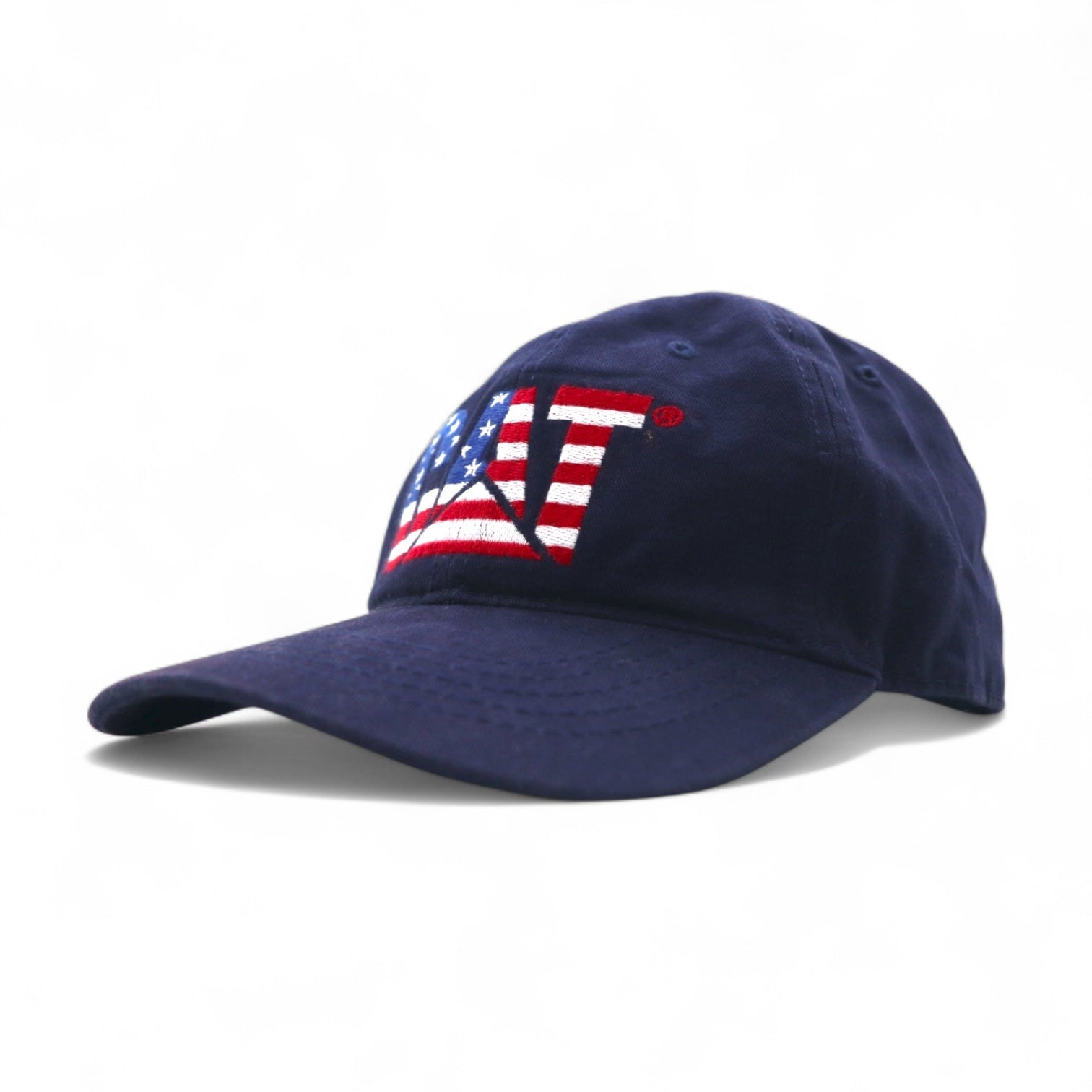 CAT Azienda americana Berretto a 6 pannelli TAGLIA UNICA Cinturino blu navy Cotone Bandiera americana