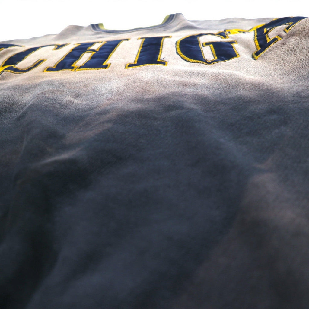 Felpa girocollo tie-dye da uomo USA製 LEGENDS ATHLETIC, taglia L, con candeggio, interno felpato, motivo college MICHIGAN