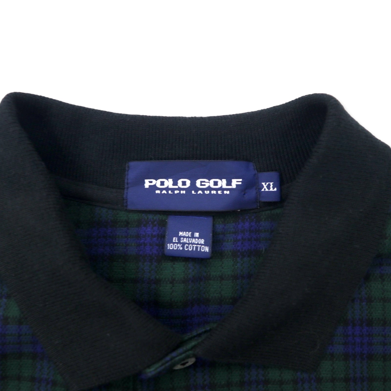 POLO GOLF RALPH LAUREN Polo a maniche lunghe Blackwatch XL Cotone Verde a quadri con ricamo Small Pony