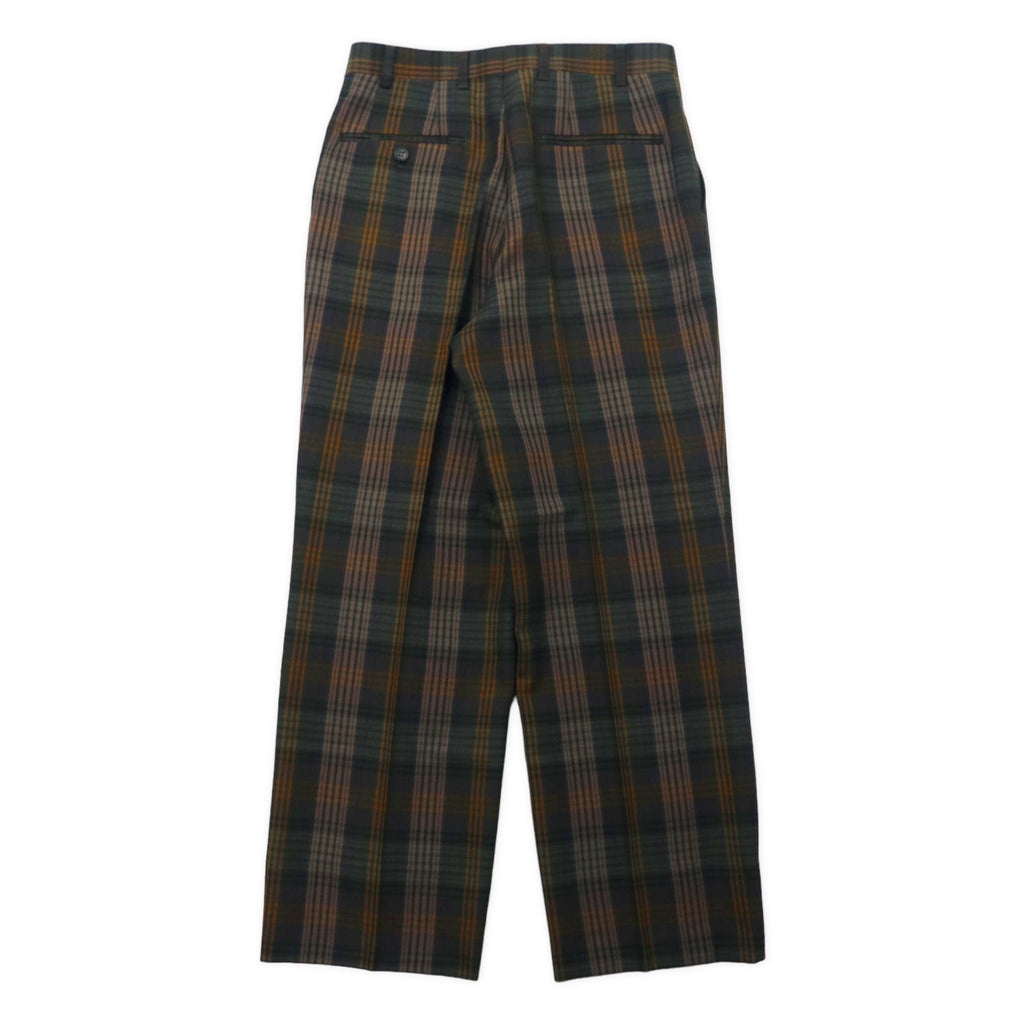 DELGEN Anni '70 Pantaloni a gamba larga con pinces motivo a quadri 76 Verde Poliestere Lana