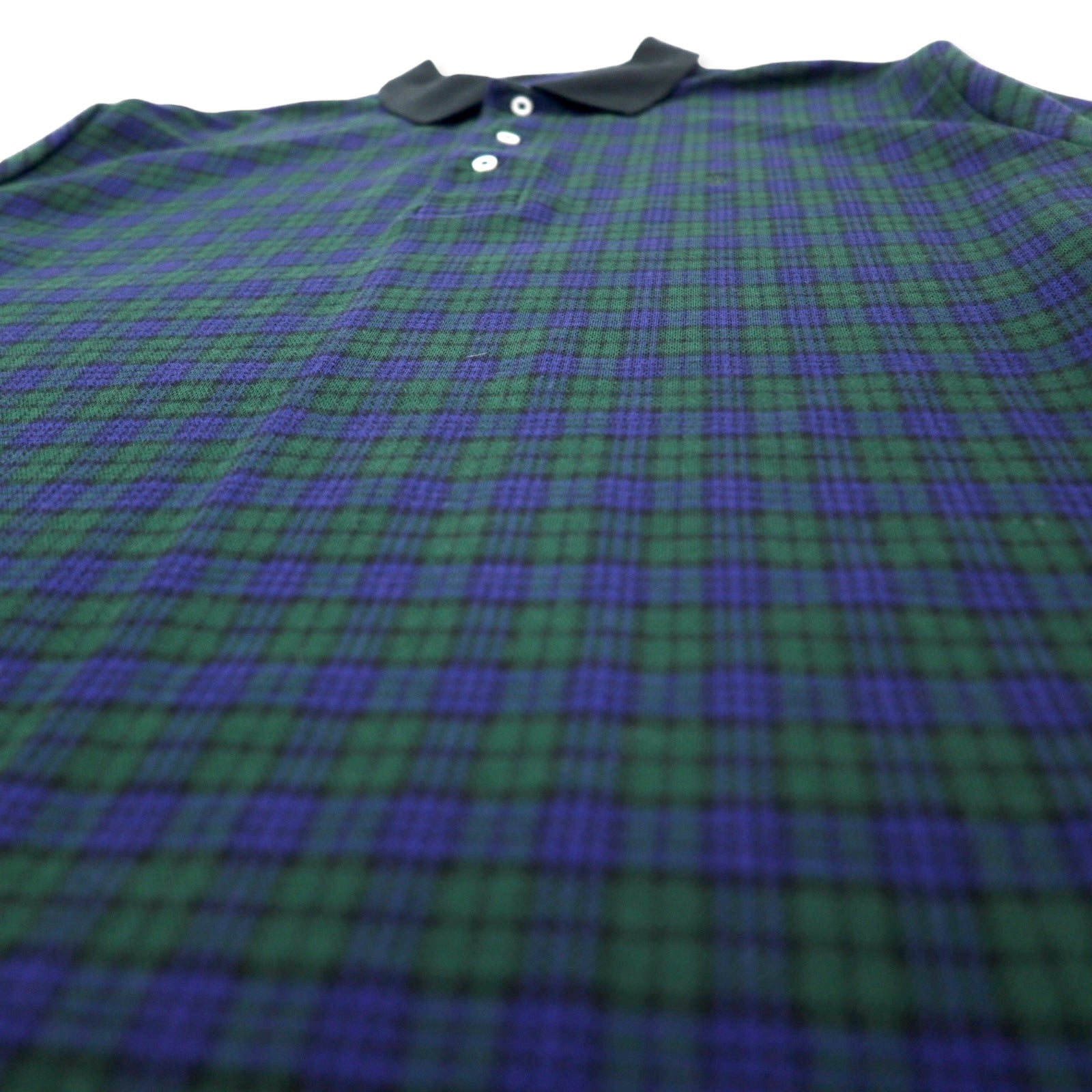 POLO GOLF RALPH LAUREN Polo a maniche lunghe Blackwatch XL Cotone Verde a quadri con ricamo Small Pony