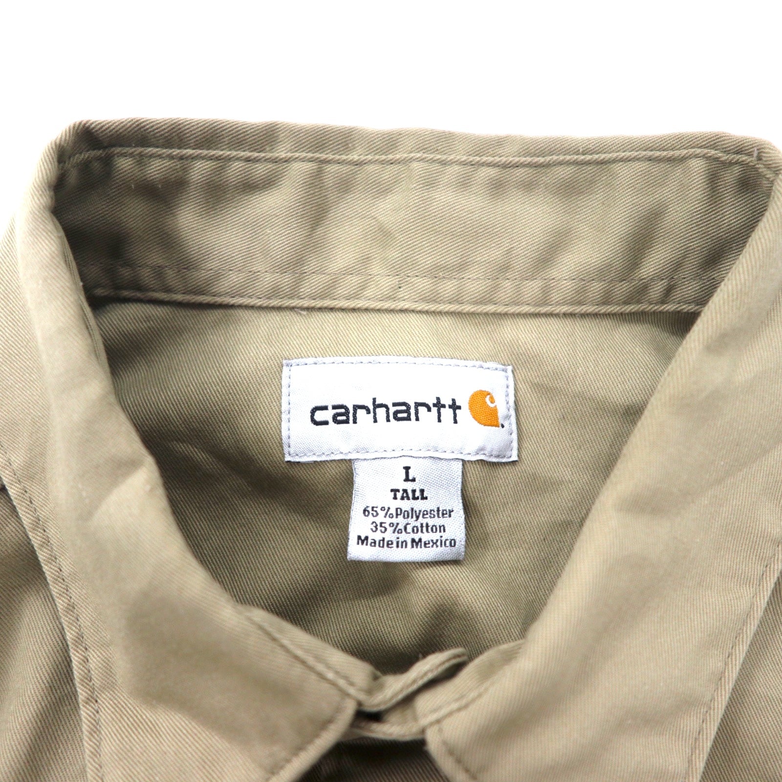 Carhartt camicia da lavoro in twill L TALL beige poliestere cotone S224 Made in Mexico