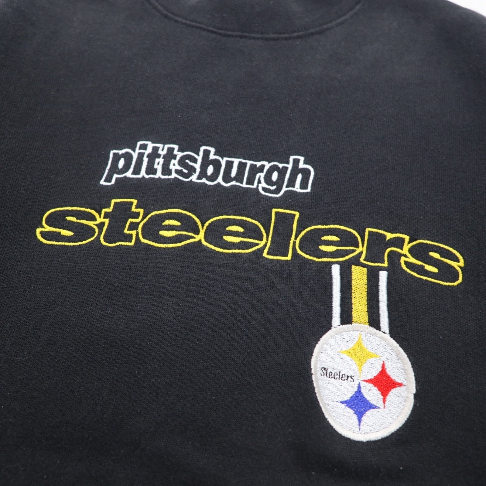 FELPA LOGO ATHLETIC ANNI '90 NFL RICAMATA M NERA PITTSBURGH STEELERS MADE IN MEXICO