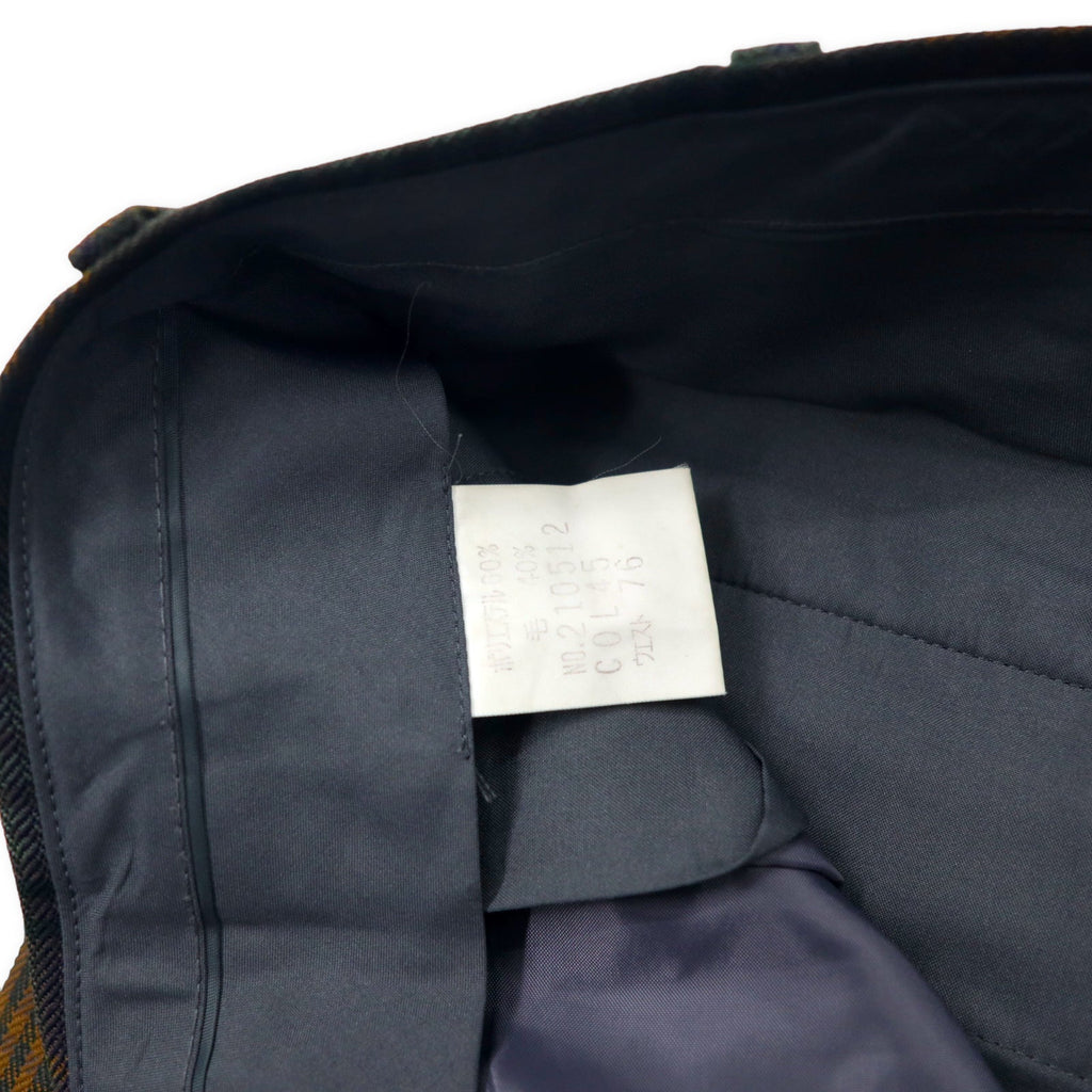 DELGEN Anni '70 Pantaloni a gamba larga con pinces motivo a quadri 76 Verde Poliestere Lana