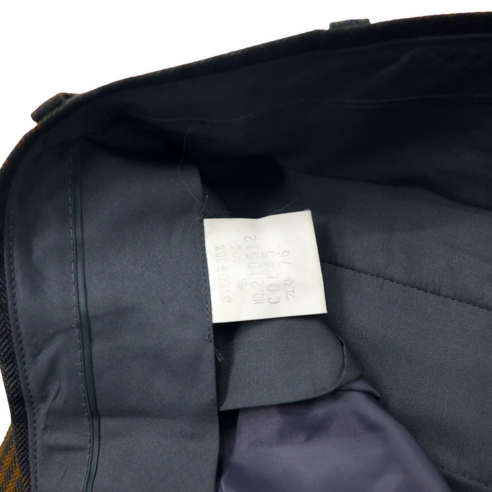 DELGEN Anni '70 Pantaloni a gamba larga con pinces motivo a quadri 76 Verde Poliestere Lana