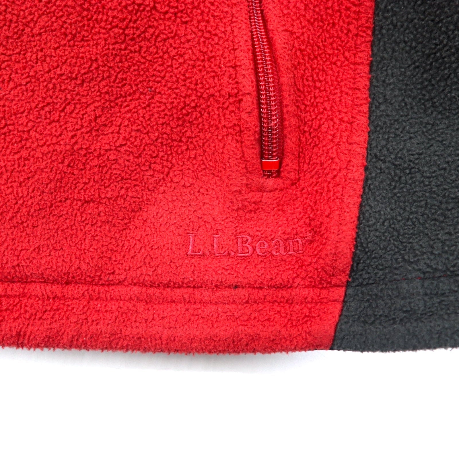 L.L.Bean anni '90 giacca in pile con zip intera POLARTEC taglia XL rossa in poliestere etichetta a montagna made in El Salvador
