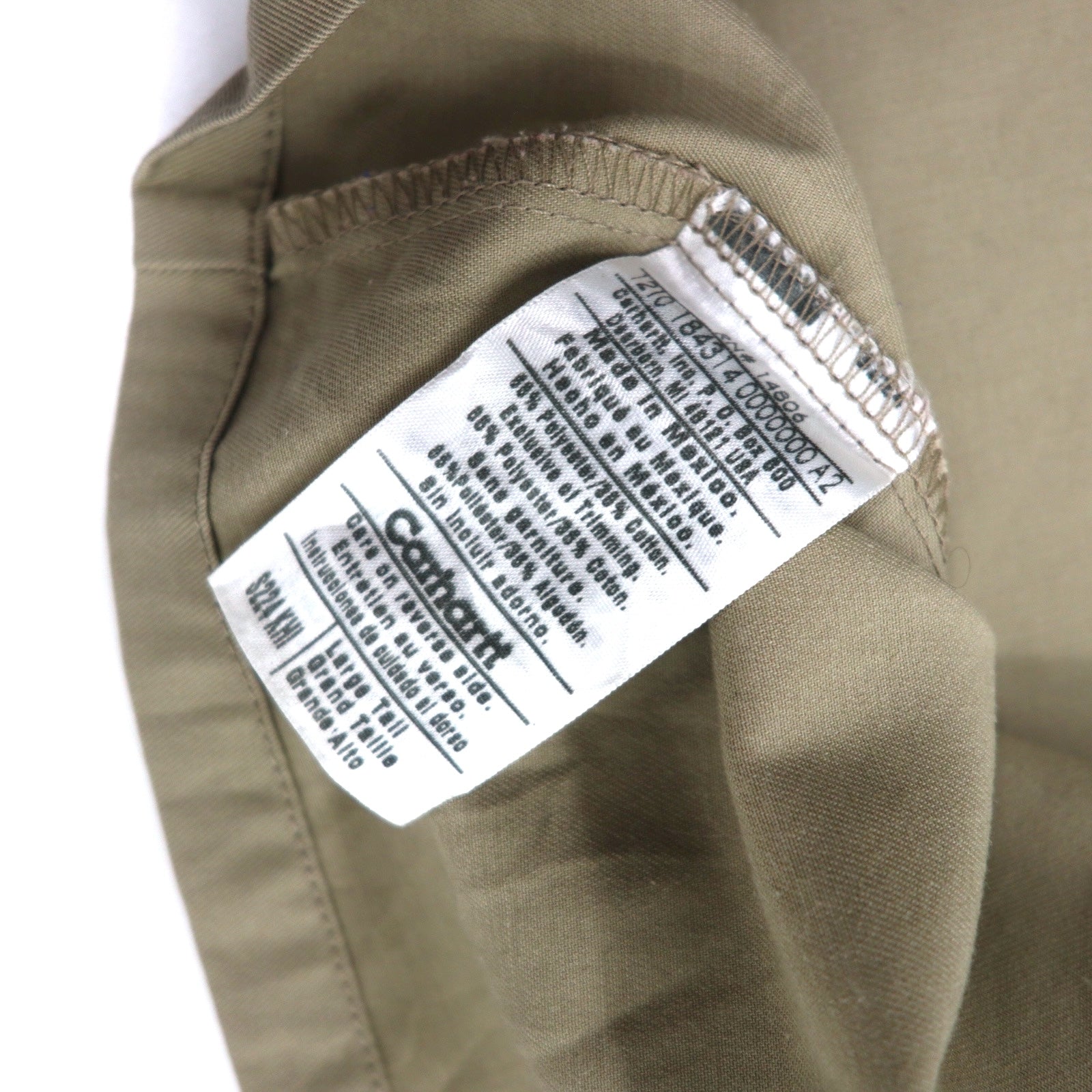 Carhartt camicia da lavoro in twill L TALL beige poliestere cotone S224 Made in Mexico