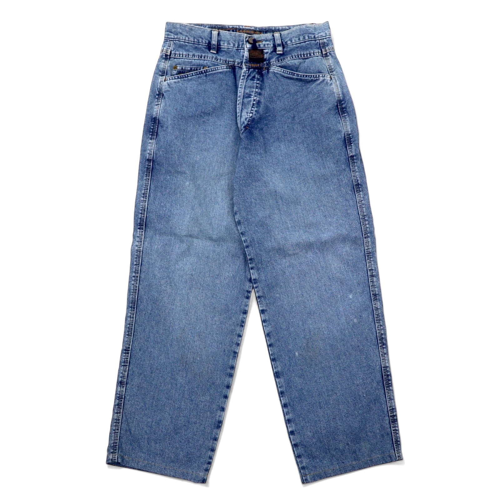 MARITHE FRANCOIS GIRBAUD Pantaloni in denim affusolati a sacco S blu slavato in cotone con bottoni Made in Japan