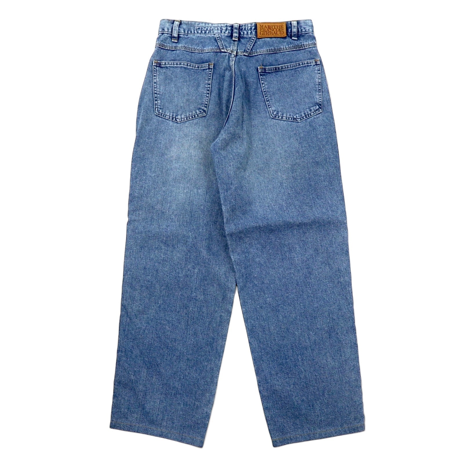 MARITHE FRANCOIS GIRBAUD Pantaloni in denim affusolati a sacco S blu slavato in cotone con bottoni Made in Japan