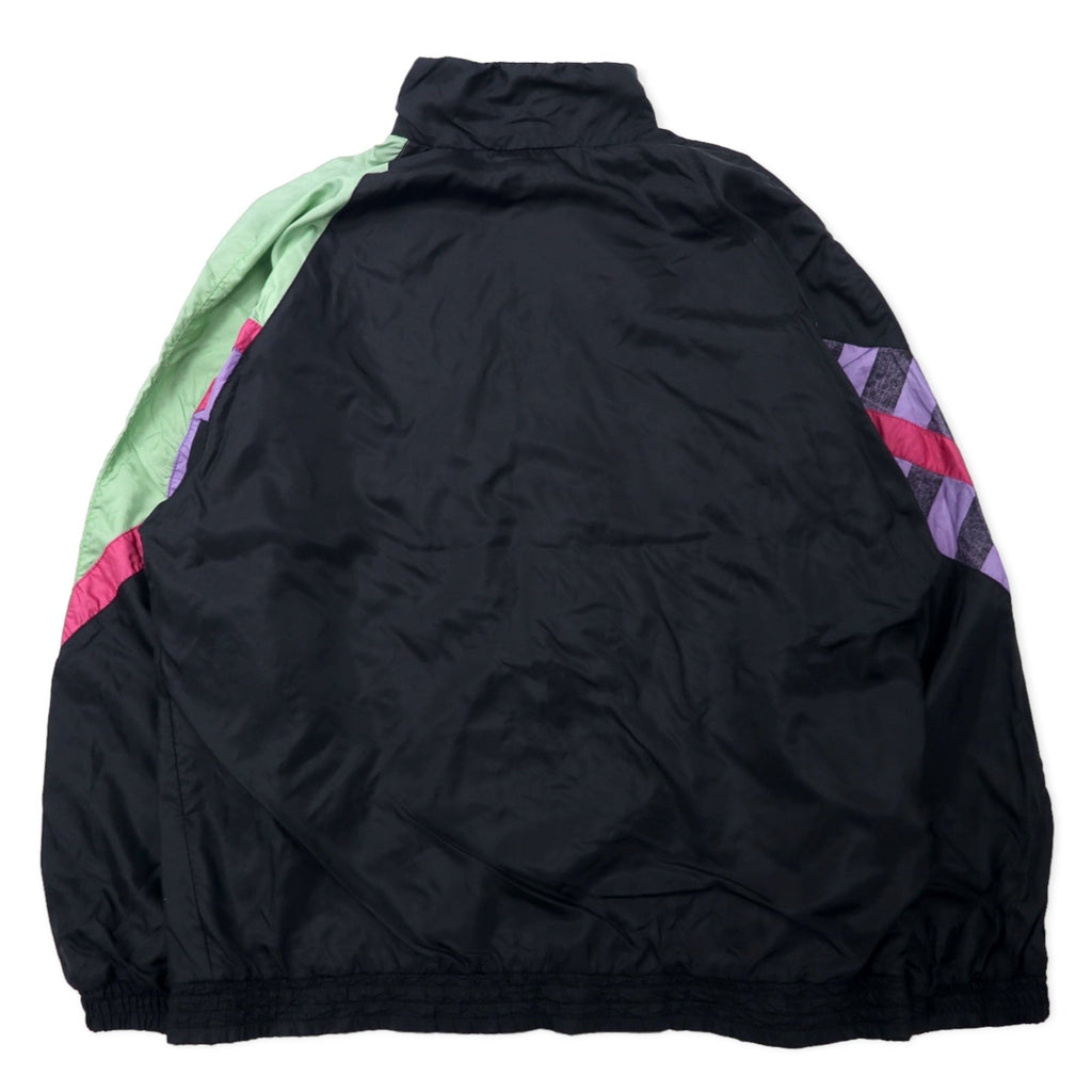 Giacca a vento in nylon Adidas anni '90, F180, nera, con logo Trefoil e etichetta argento, taglia grande