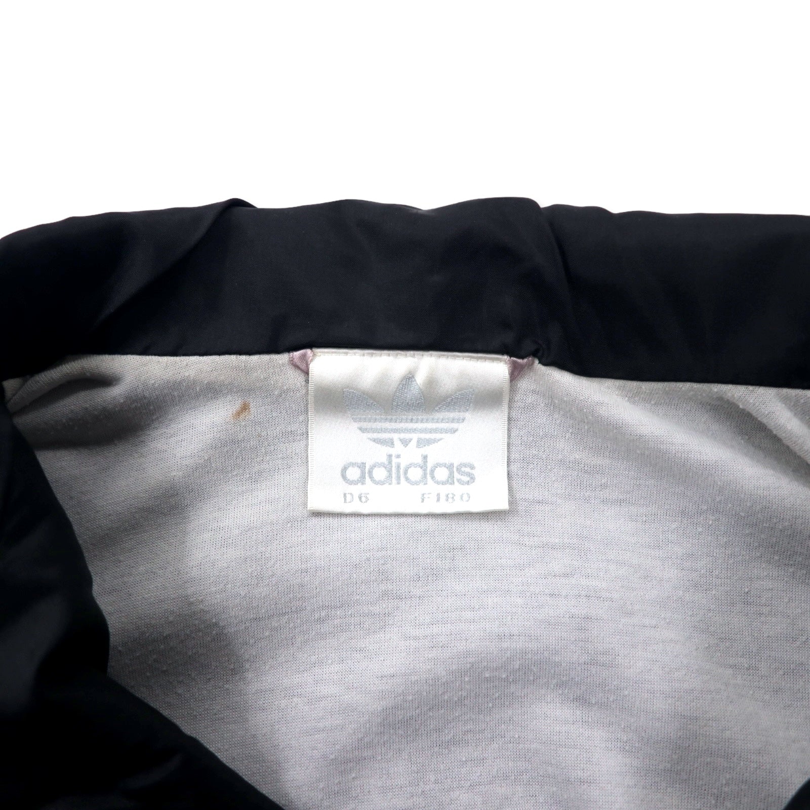 Giacca a vento in nylon Adidas anni '90, F180, nera, con logo Trefoil e etichetta argento, taglia grande