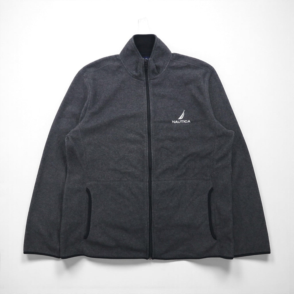 NAUTICA フルジップ フリースジャケット XL グレー ドローコード