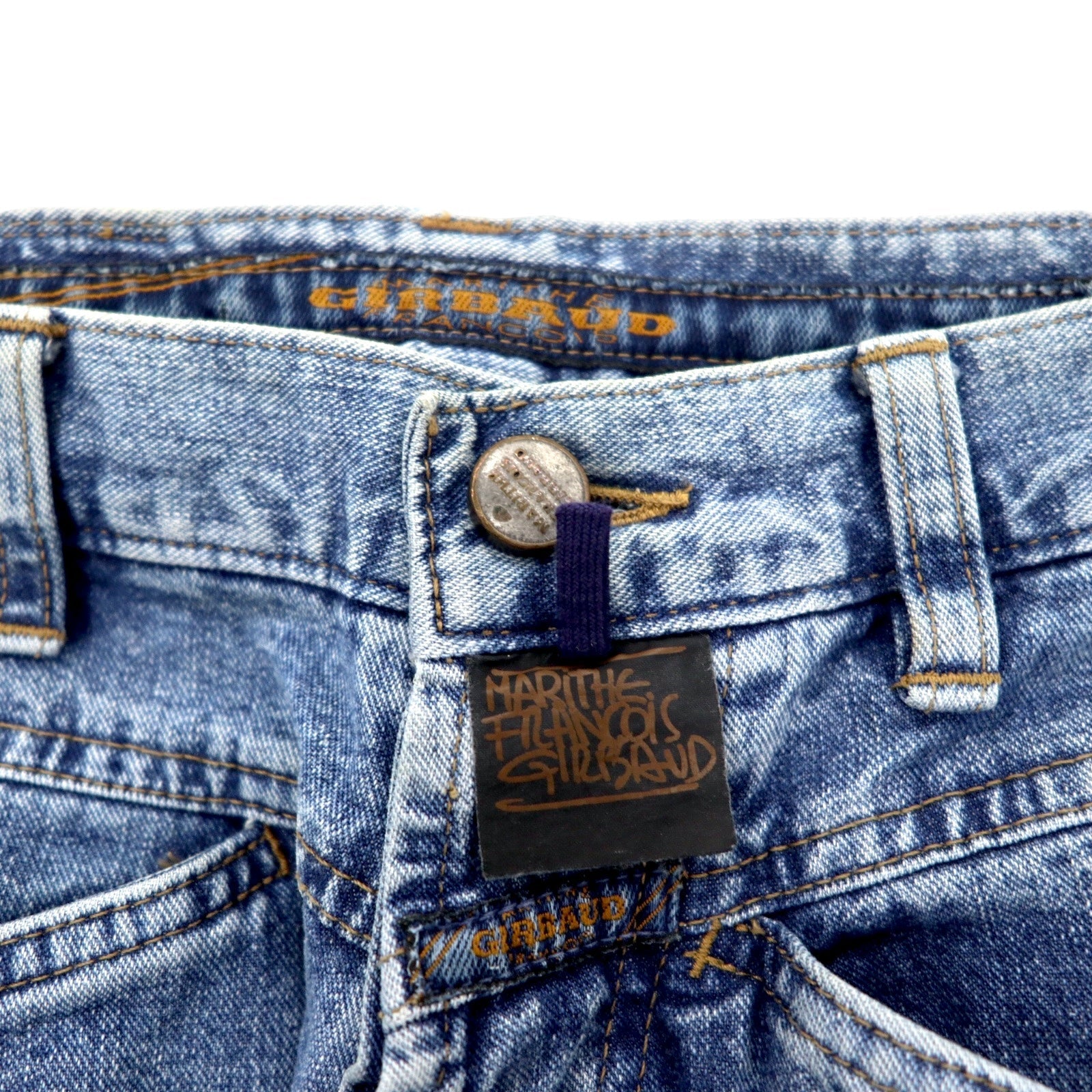 MARITHE FRANCOIS GIRBAUD Pantaloni in denim affusolati a sacco S blu slavato in cotone con bottoni Made in Japan