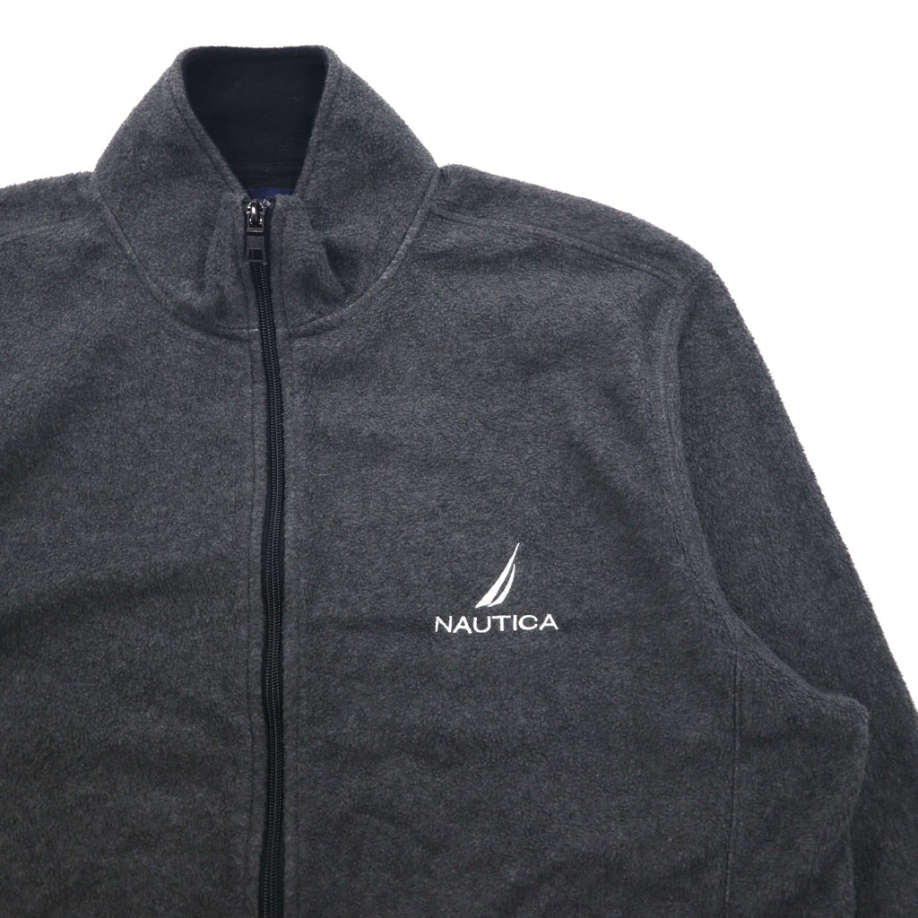 NAUTICA フルジップ フリースジャケット XL グレー ドローコード