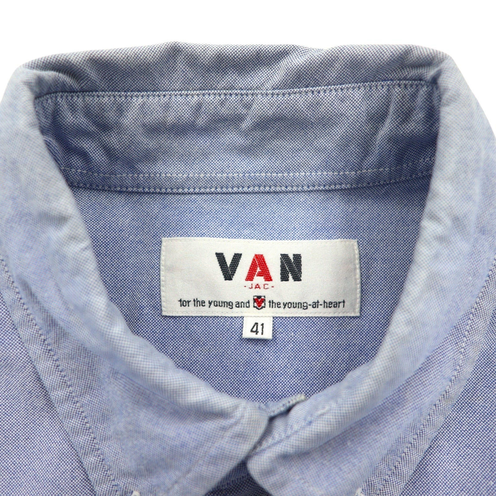 VAN -JAC- Camicia Button-down Oxford L Blu Cotone Logo ricamato