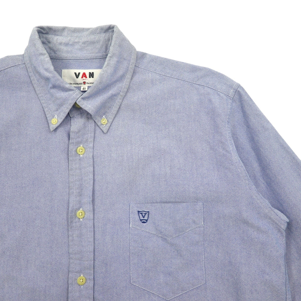 VAN -JAC- Camicia Button-down Oxford L Blu Cotone Logo ricamato