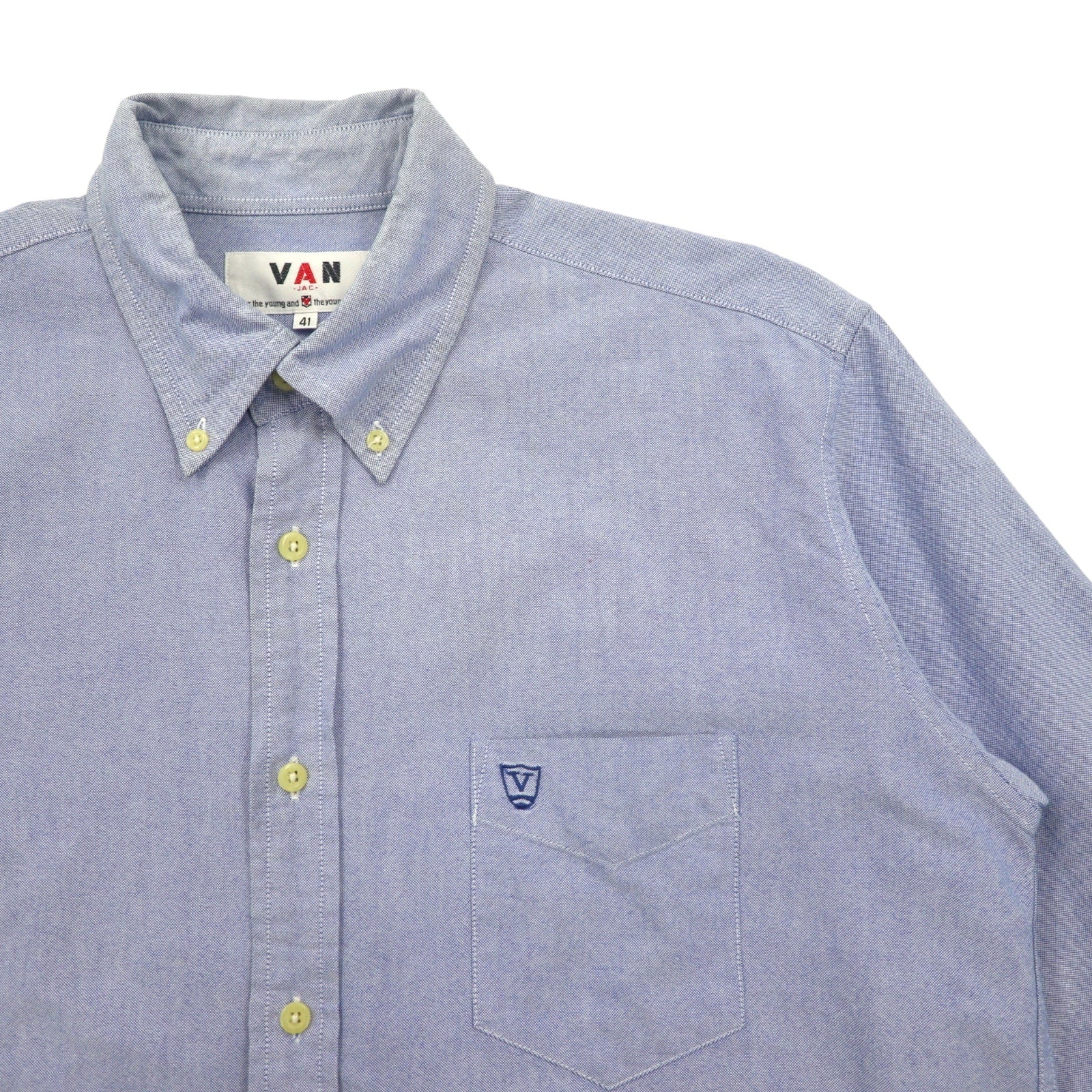 VAN -JAC- Camicia Button-down Oxford L Blu Cotone Logo ricamato