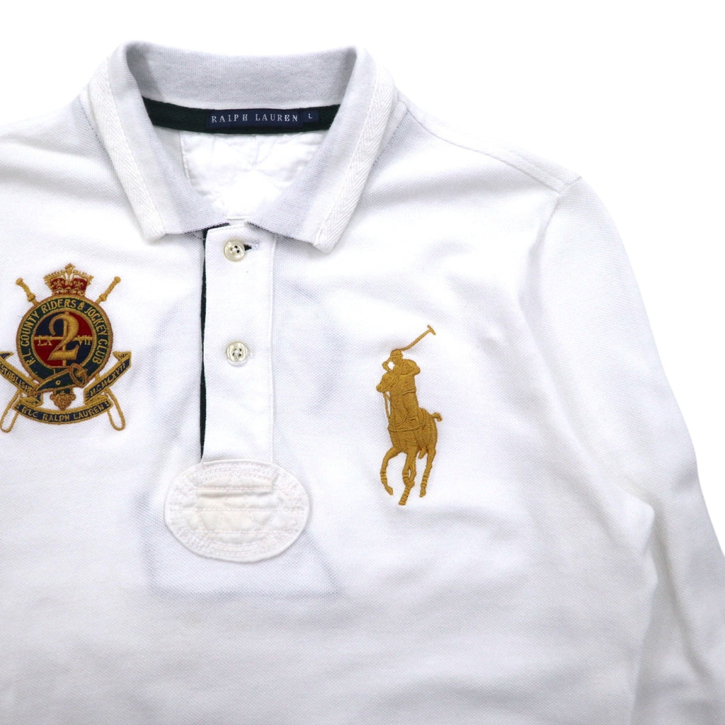 RALPH LAUREN Big Pony Maglia Rugby L Bianca Numerata R.L COUNTRY RIDERS & JOCKEY CLUB