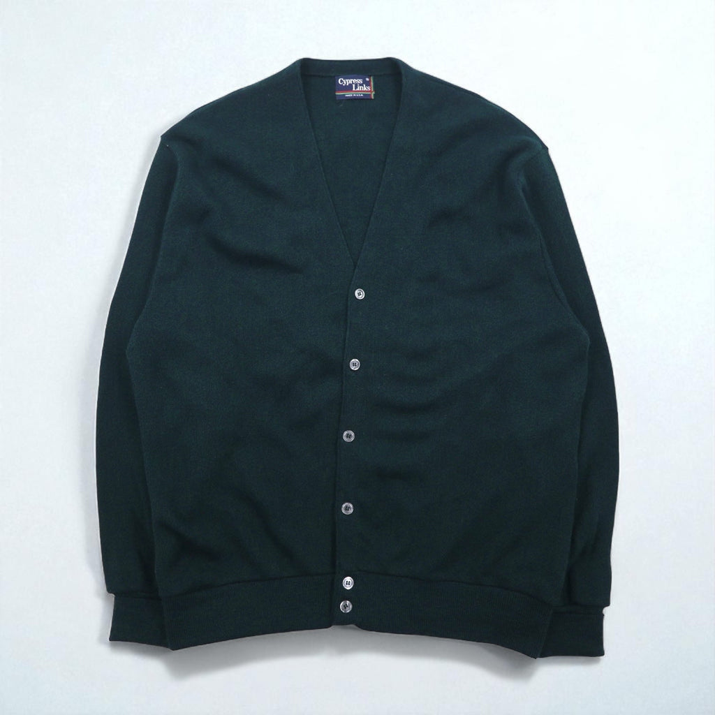 90s USA Vintage Cardigan Cypress Links 90年代 USA製 アクリルニット カーディガン XL カーキ