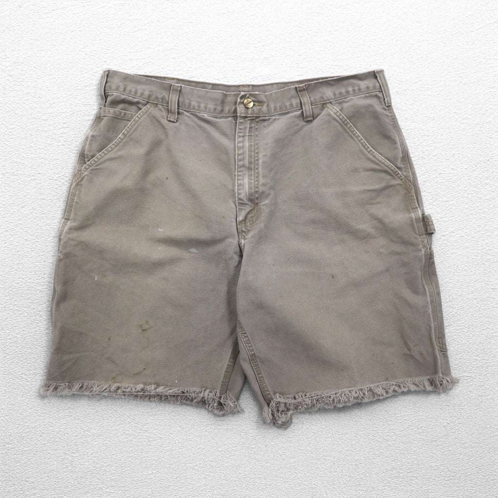 Carhartt pantaloncini cut-off in tela, taglio carpenter, shorts, taglia L, beige, vestibilità Dungaree, Made in Nicaragua