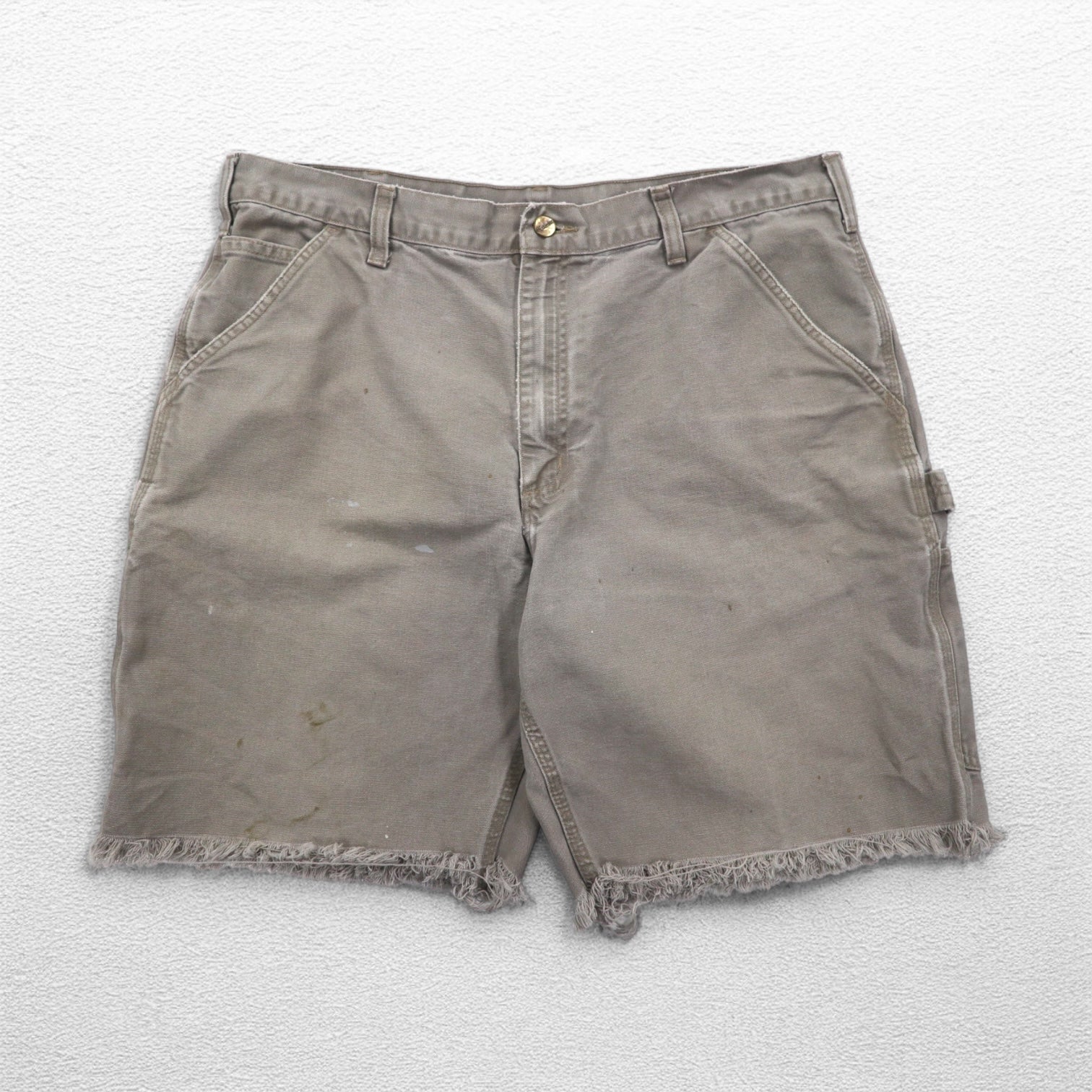 Carhartt pantaloncini cut-off in tela, taglio carpenter, shorts, taglia L, beige, vestibilità Dungaree, Made in Nicaragua