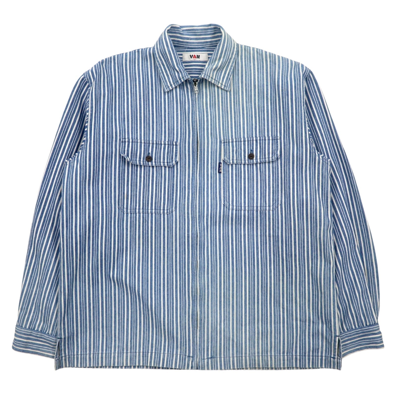 VAN -JAC- Giacca a vento in cotone a righe blu, taglia M, Made in Japan