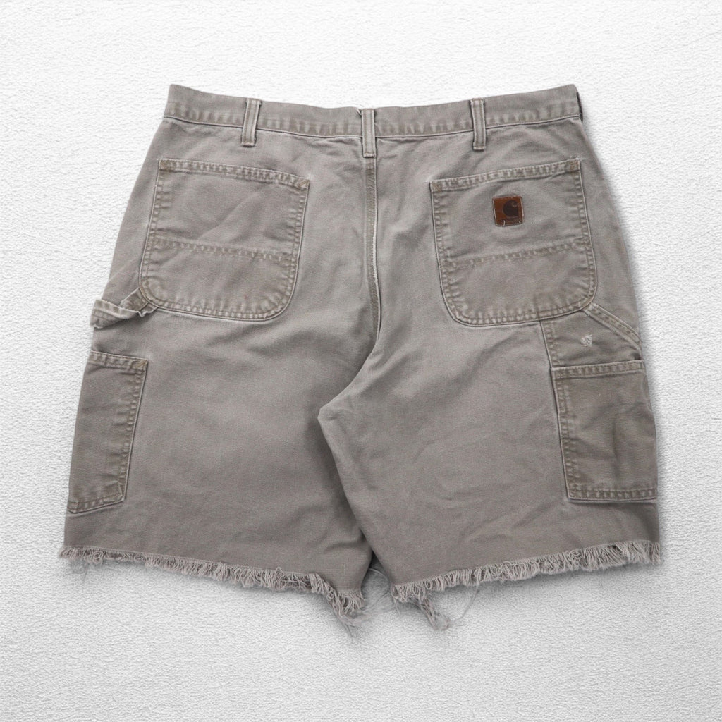 Carhartt pantaloncini cut-off in tela, taglio carpenter, shorts, taglia L, beige, vestibilità Dungaree, Made in Nicaragua