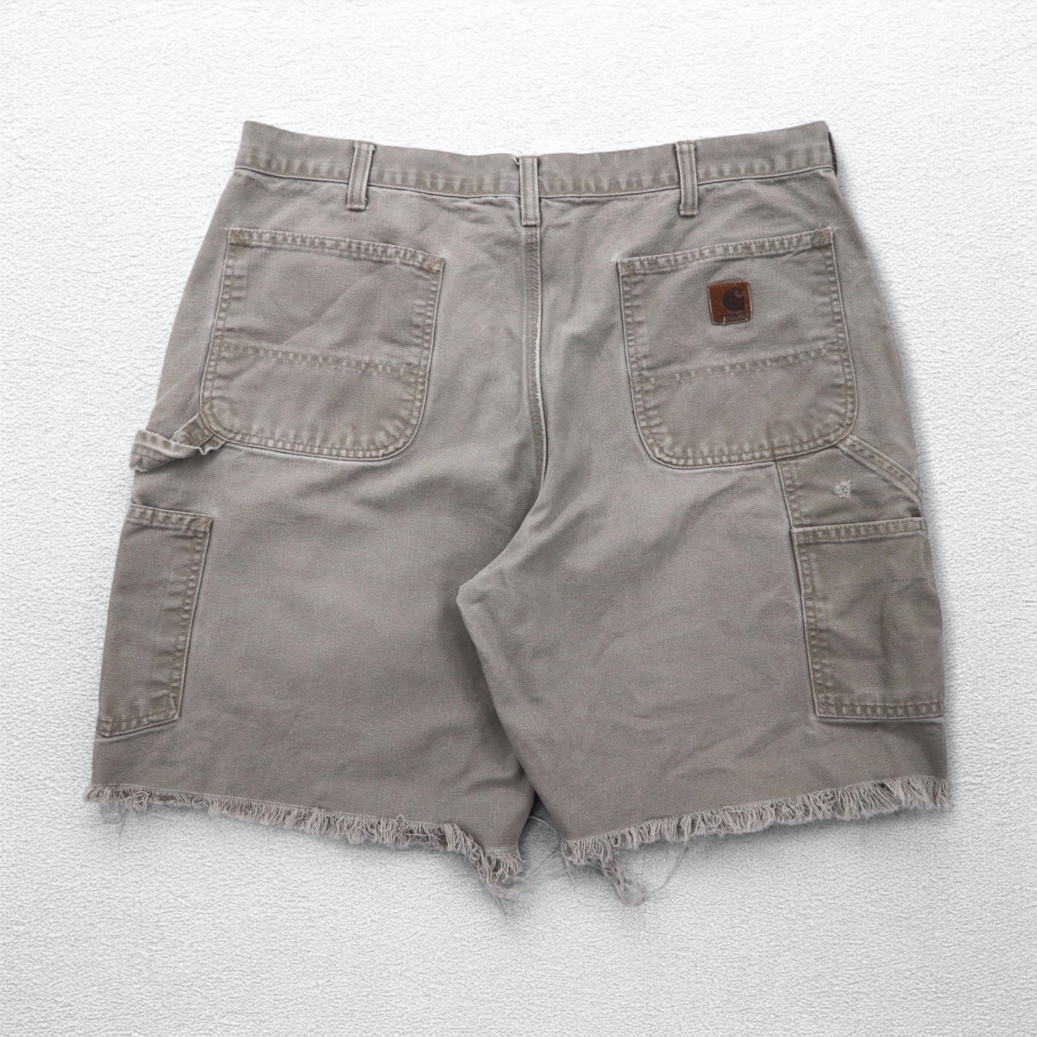 Carhartt pantaloncini cut-off in tela, taglio carpenter, shorts, taglia L, beige, vestibilità Dungaree, Made in Nicaragua