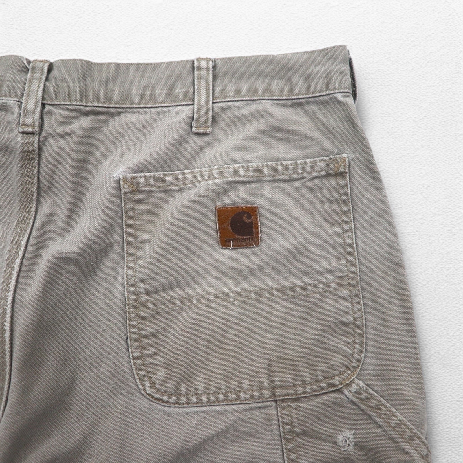 Carhartt pantaloncini cut-off in tela, taglio carpenter, shorts, taglia L, beige, vestibilità Dungaree, Made in Nicaragua