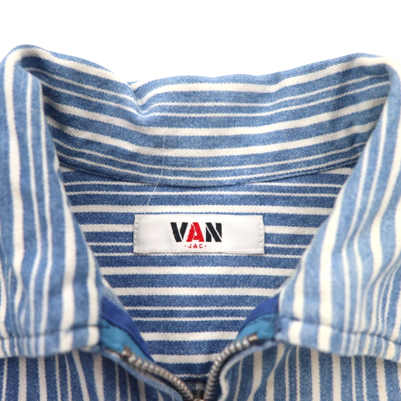 VAN -JAC- Giacca a vento in cotone a righe blu, taglia M, Made in Japan