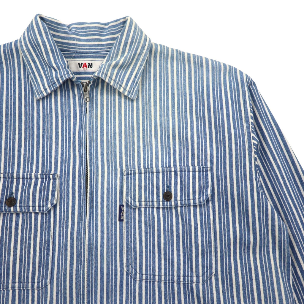 VAN -JAC- Giacca a vento in cotone a righe blu, taglia M, Made in Japan