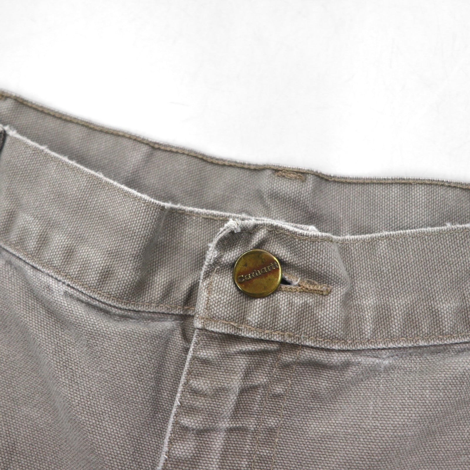 Carhartt pantaloncini cut-off in tela, taglio carpenter, shorts, taglia L, beige, vestibilità Dungaree, Made in Nicaragua