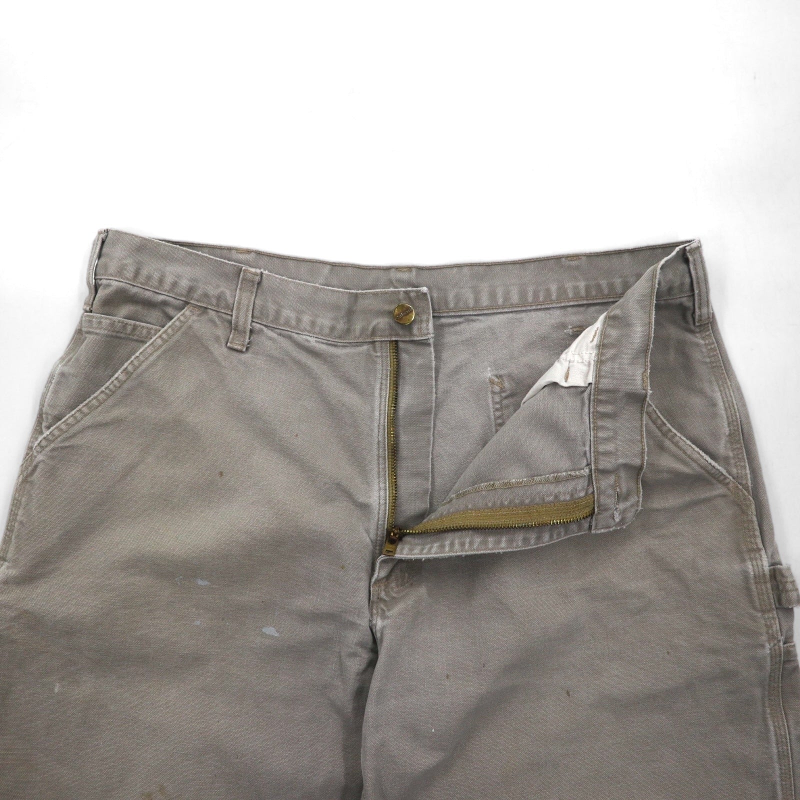 Carhartt pantaloncini cut-off in tela, taglio carpenter, shorts, taglia L, beige, vestibilità Dungaree, Made in Nicaragua