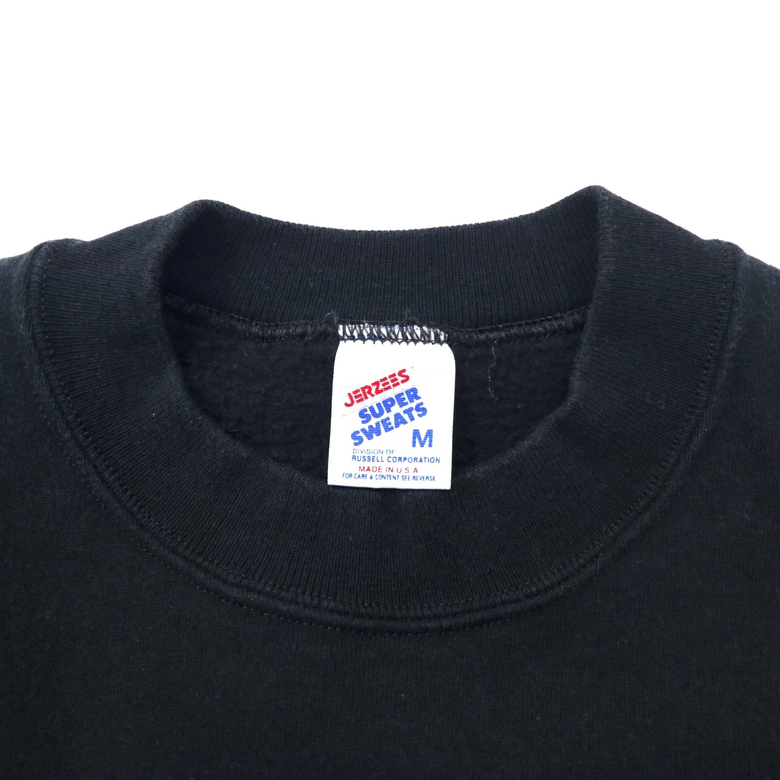 JERZEES Fabbricato negli USA Anni '90 SUPER SWEATS Felpa girocollo M Nera Cotone Felpato DUNELAND SOCCER Ricamo singolo